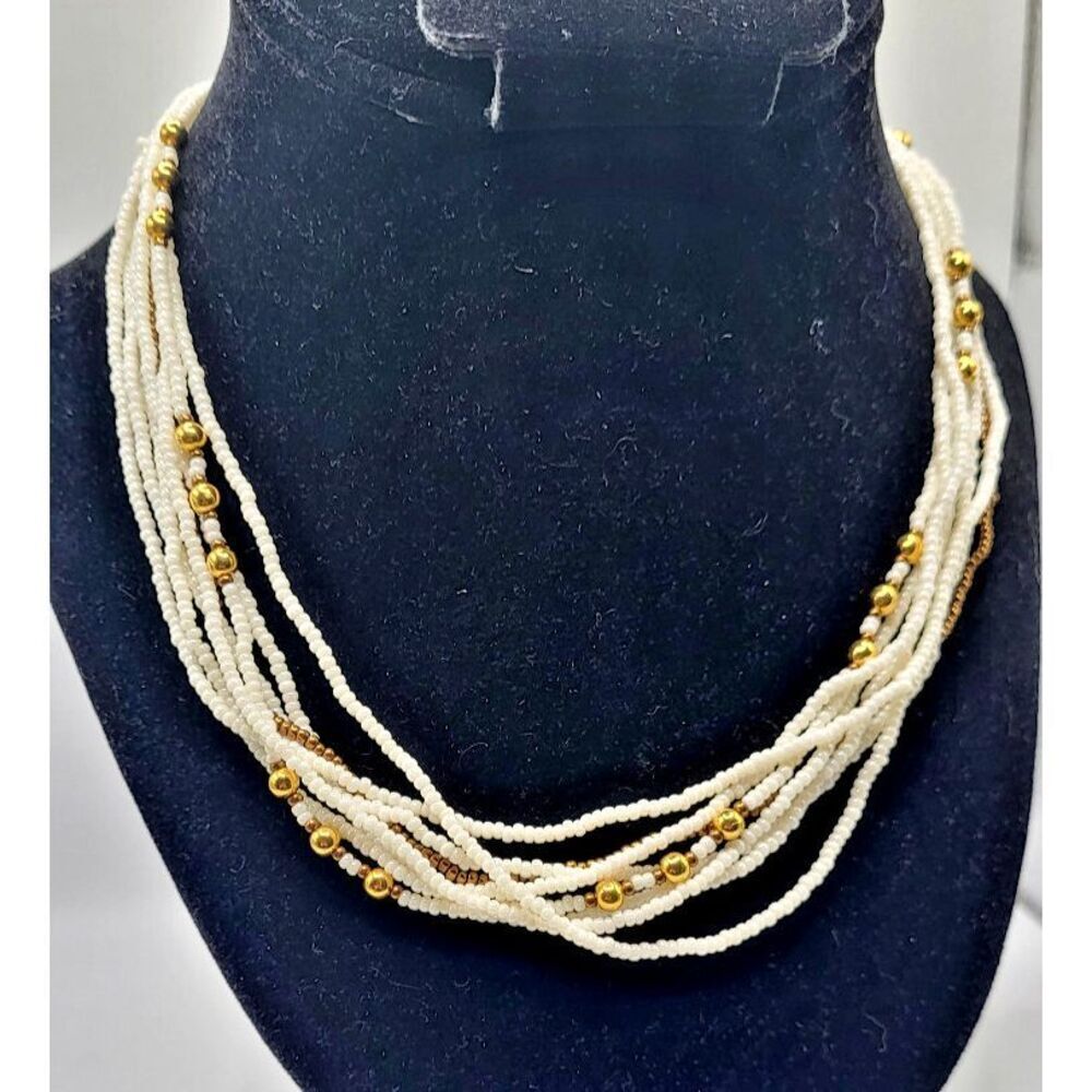 Vintage 50s Multistrand Bohemian Signed Japan 17.5in